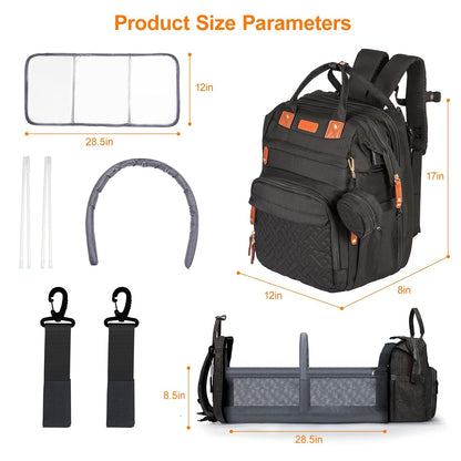 Diaper Bag Backpack with Changing Station, Black