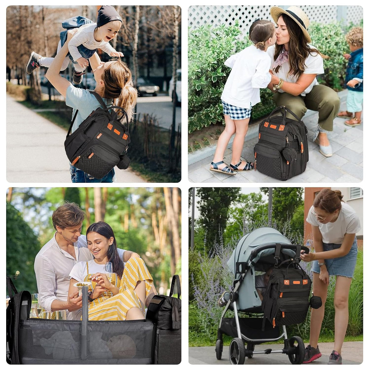 Diaper Bag Backpack with Changing Station, Black