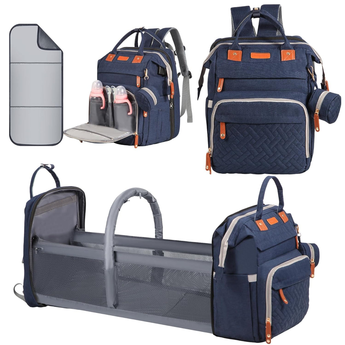 Diaper Bag Backpack with Changing Station, Black