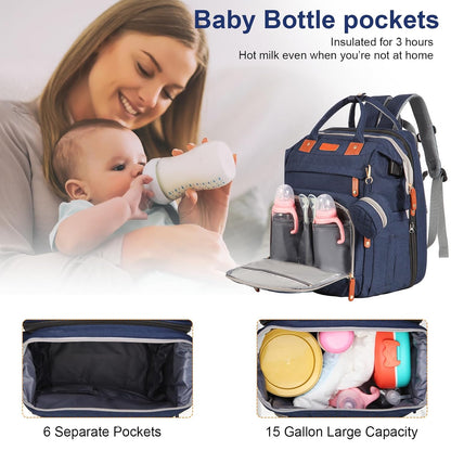 Diaper Bag Backpack with Changing Station, Black