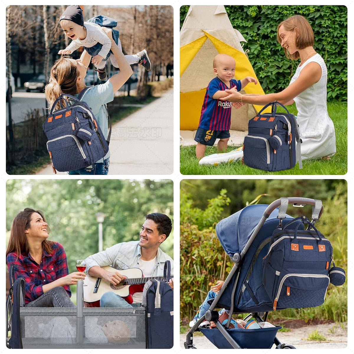 Diaper Bag Backpack with Changing Station, Black