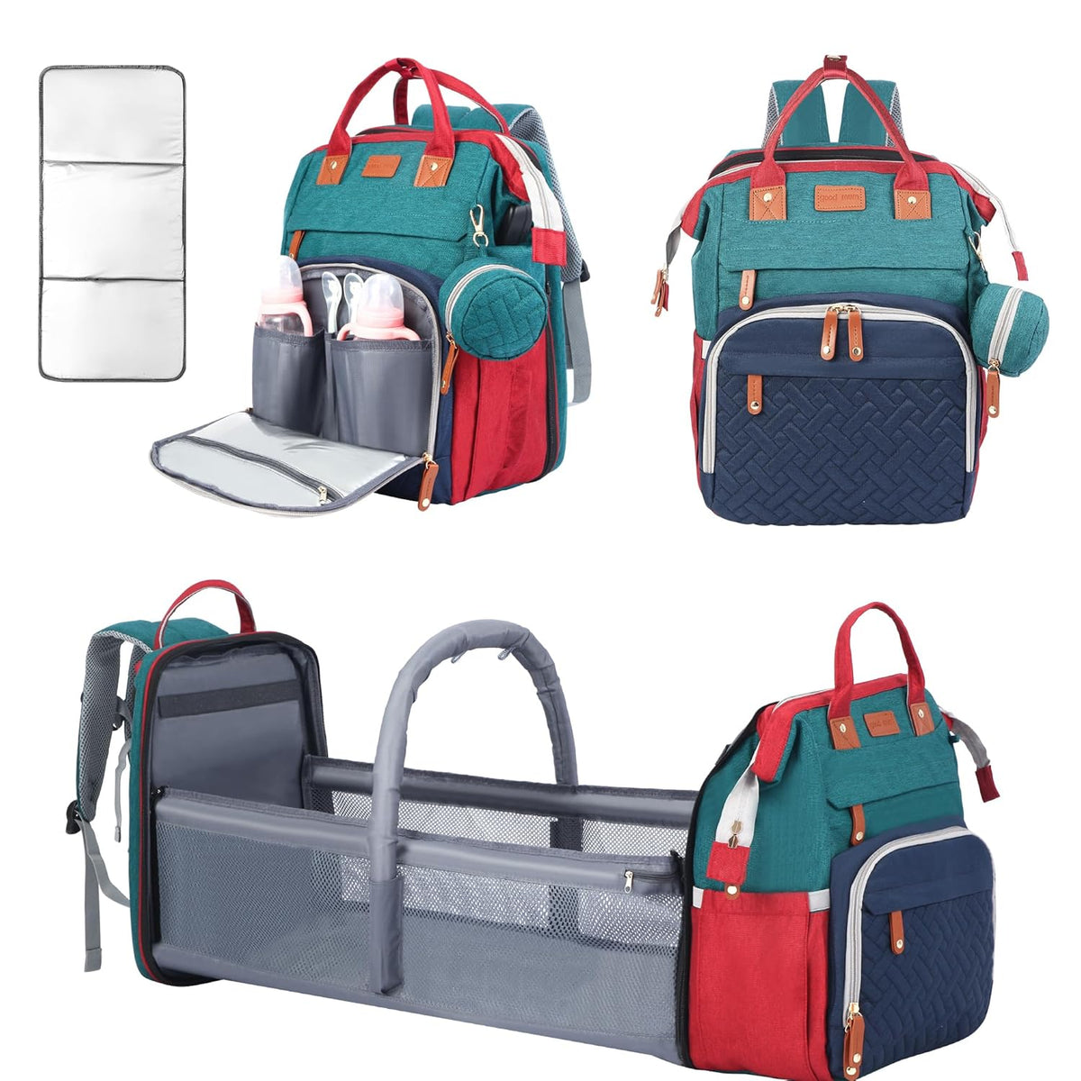 Diaper Bag Backpack with Changing Station, Black