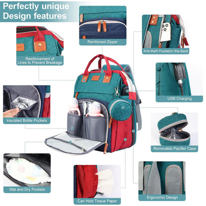 Diaper Bag Backpack with Changing Station, Black