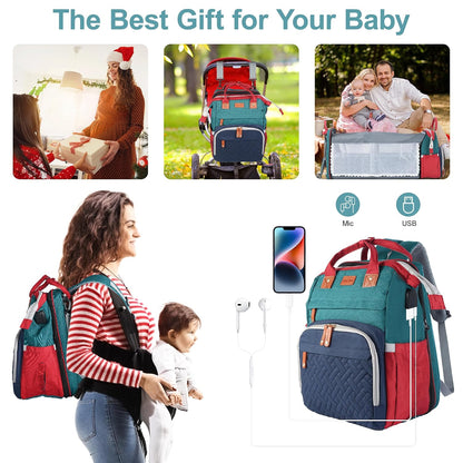 Diaper Bag Backpack with Changing Station, Black