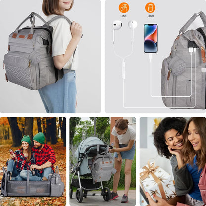 Diaper Bag Backpack with Changing Station, Black