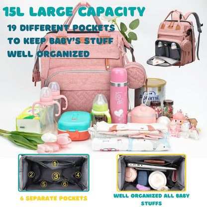 Diaper Bag Backpack with Changing Station, Black