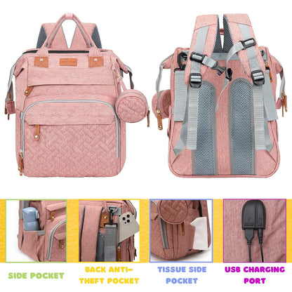 Diaper Bag Backpack with Changing Station, Black