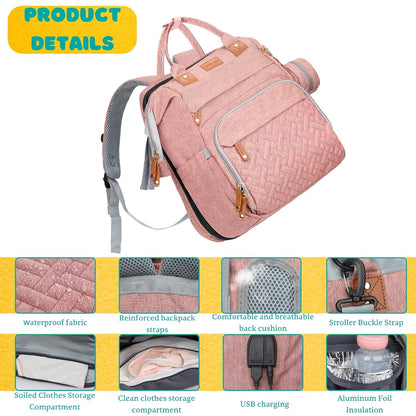 Diaper Bag Backpack with Changing Station, Black