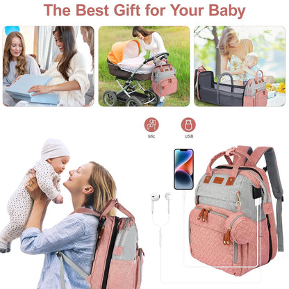 Diaper Bag Backpack with Changing Station, Black