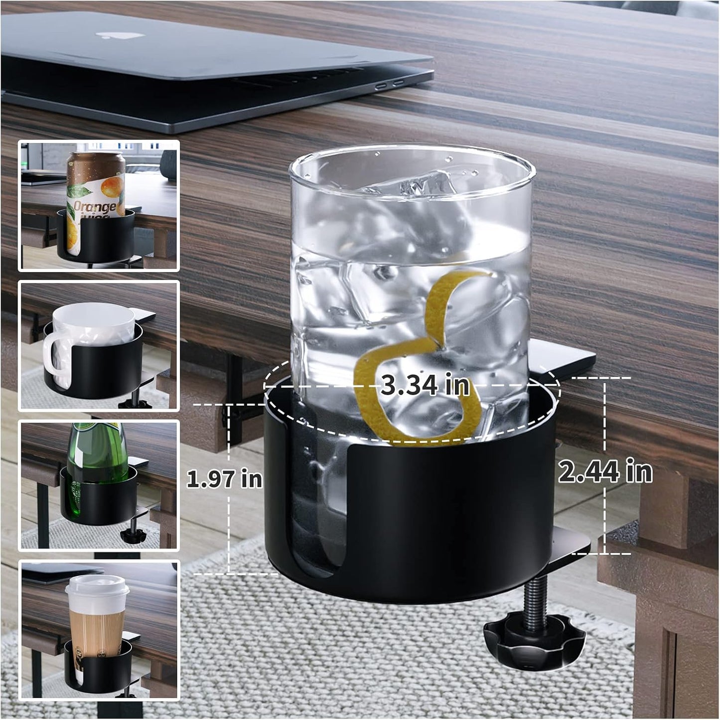 Large Desk Cup Holder, Anti-Spill Cup Holder for Desk or Table | Sturdy and Durable, Easy to Install, for Yeti 14/24/36oz Ramblers, Hydro Flasks 32/40oz, Gaming PC Office Accessories