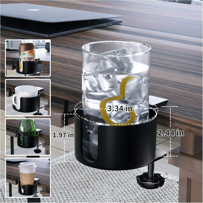 Large Desk Cup Holder, Anti-Spill Cup Holder for Desk or Table | Sturdy and Durable, Easy to Install, for Yeti 14/24/36oz Ramblers, Hydro Flasks 32/40oz, Gaming PC Office Accessories