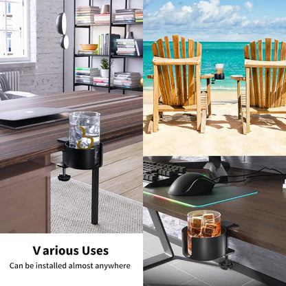 Large Desk Cup Holder, Anti-Spill Cup Holder for Desk or Table | Sturdy and Durable, Easy to Install, for Yeti 14/24/36oz Ramblers, Hydro Flasks 32/40oz, Gaming PC Office Accessories