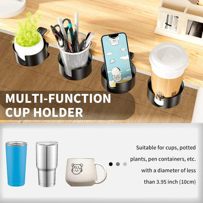 Large Desk Cup Holder, Anti-Spill Cup Holder for Desk or Table | Sturdy and Durable, Easy to Install, for Yeti 14/24/36oz Ramblers, Hydro Flasks 32/40oz, Gaming PC Office Accessories