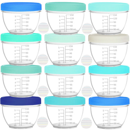 18 Sets Baby Food Storage, 6 Ounce Baby Food Containers with Lids and Labels, 9 Coastal Colors