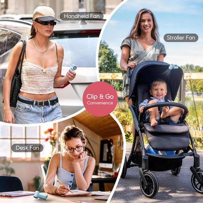 Clip-On Portable Fan for Strollers, 13500RPM Mini Handheld Turbo Travel Fan