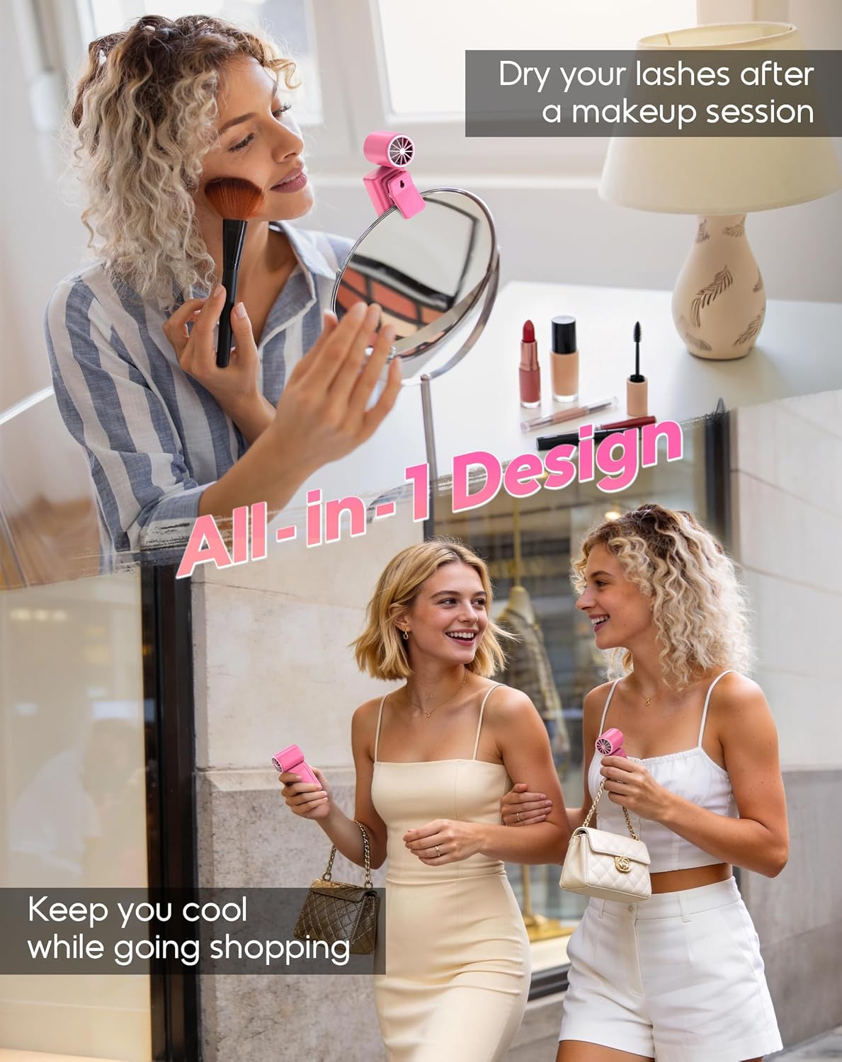 Clip-On Portable Fan for Strollers, 13500RPM Mini Handheld Turbo Travel Fan