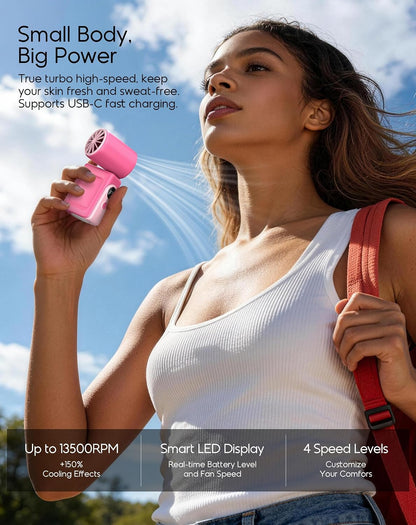 Clip-On Portable Fan for Strollers, 13500RPM Mini Handheld Turbo Travel Fan