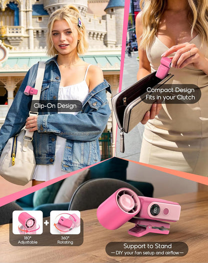 Clip-On Portable Fan for Strollers, 13500RPM Mini Handheld Turbo Travel Fan