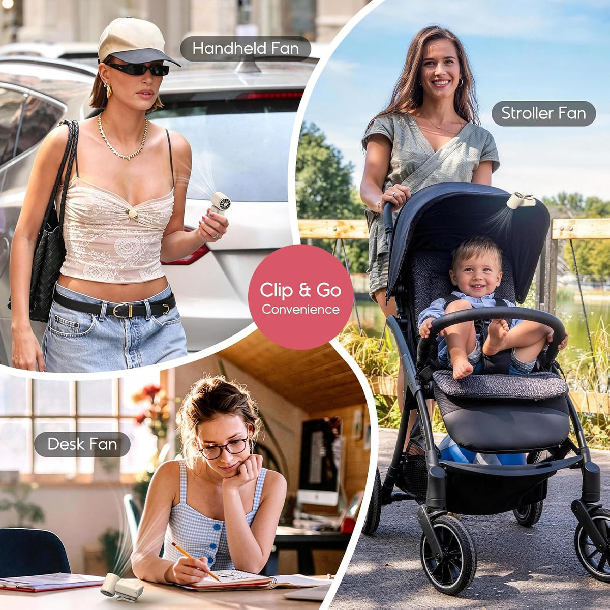 Clip-On Portable Fan for Strollers, 13500RPM Mini Handheld Turbo Travel Fan