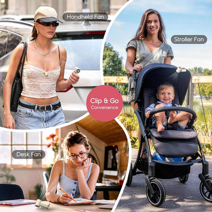 Clip-On Portable Fan for Strollers, 13500RPM Mini Handheld Turbo Travel Fan