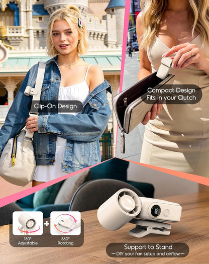Clip-On Portable Fan for Strollers, 13500RPM Mini Handheld Turbo Travel Fan