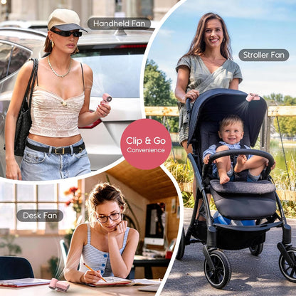 Clip-On Portable Fan for Strollers, 13500RPM Mini Handheld Turbo Travel Fan