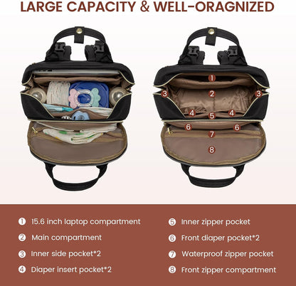 Diaper Bag Backpack with Changing Pad, Large Baby Bag, Beige-khaki