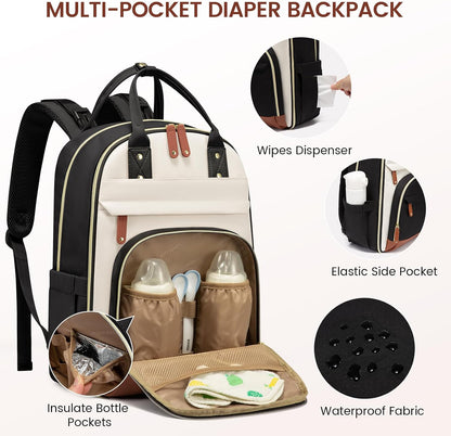 Diaper Bag Backpack with Changing Pad, Large Baby Bag, Beige-khaki