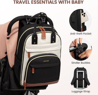 Diaper Bag Backpack with Changing Pad, Large Baby Bag, Beige-khaki