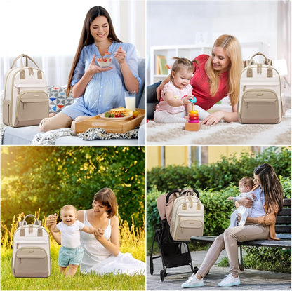Diaper Bag Backpack with Changing Pad, Large Baby Bag, Beige-khaki