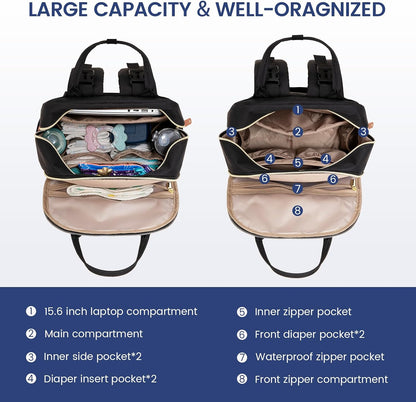 Diaper Bag Backpack with Changing Pad, Large Baby Bag, Beige-khaki
