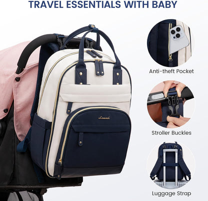 Diaper Bag Backpack with Changing Pad, Large Baby Bag, Beige-khaki
