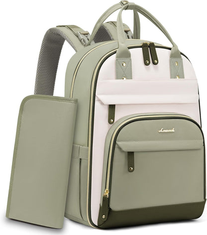 Diaper Bag Backpack with Changing Pad, Large Baby Bag, Beige-khaki