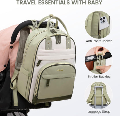 Diaper Bag Backpack with Changing Pad, Large Baby Bag, Beige-khaki