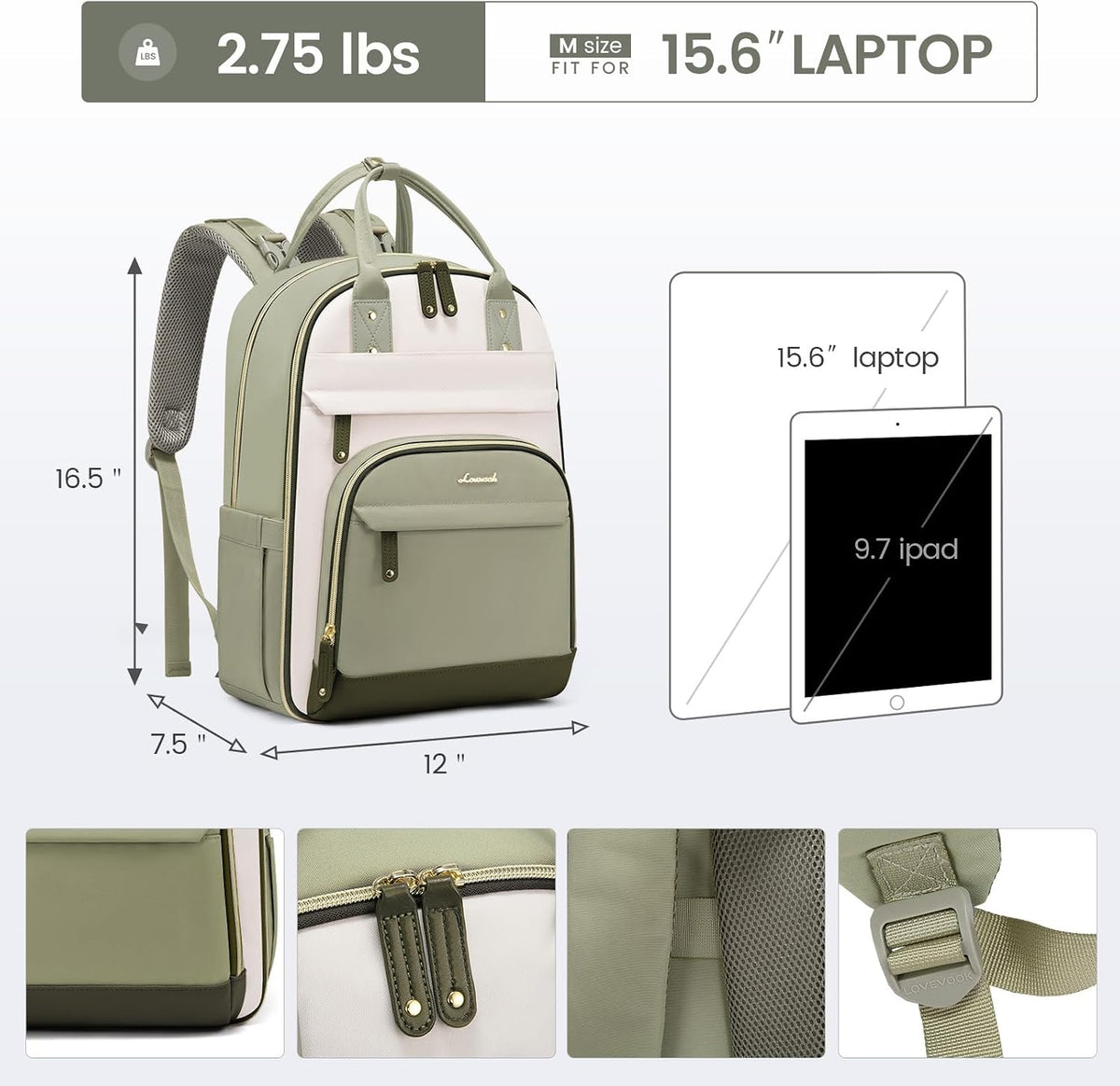 Diaper Bag Backpack with Changing Pad, Large Baby Bag, Beige-khaki
