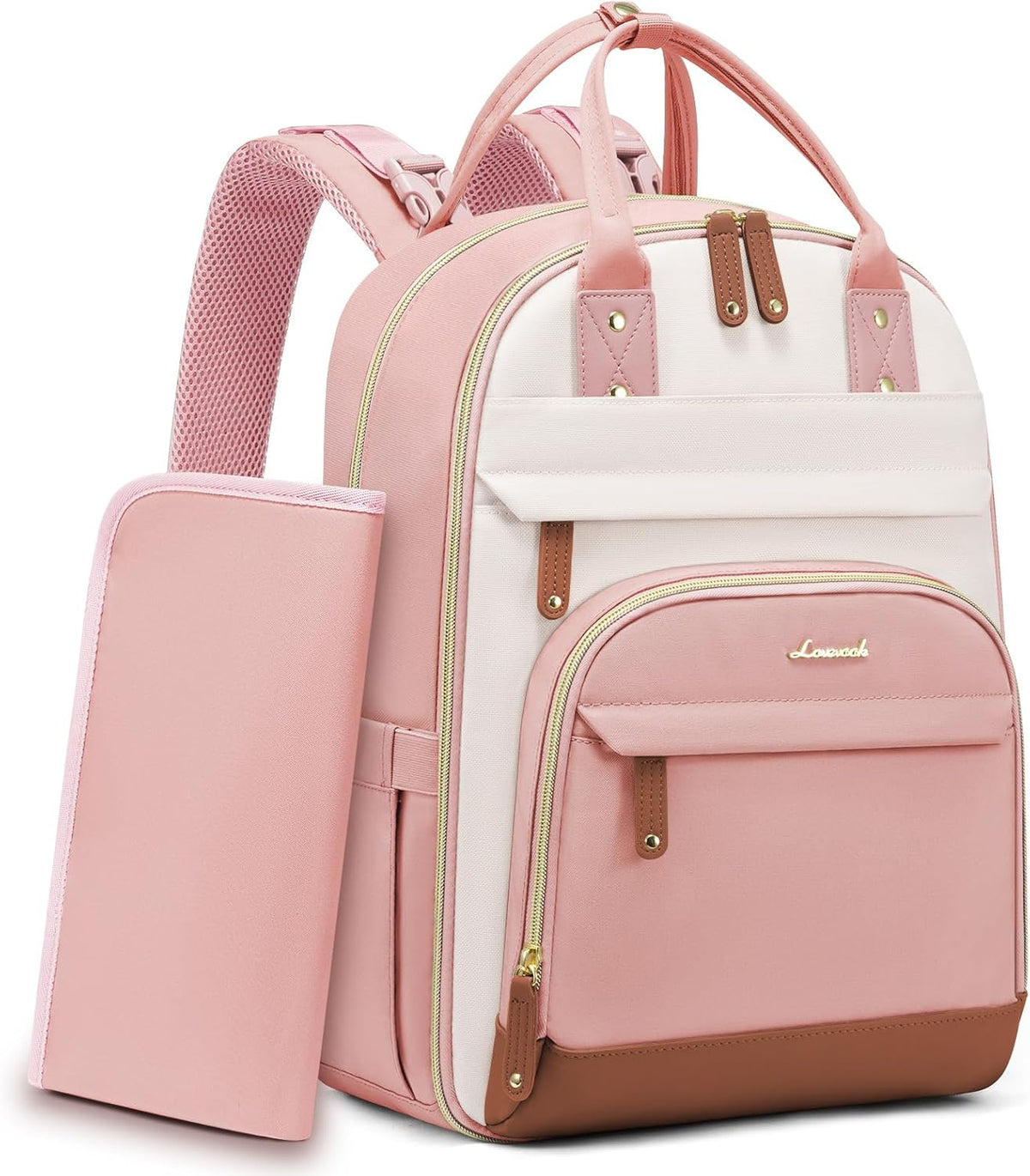 Diaper Bag Backpack with Changing Pad, Large Baby Bag, Beige-khaki