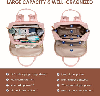 Diaper Bag Backpack with Changing Pad, Large Baby Bag, Beige-khaki