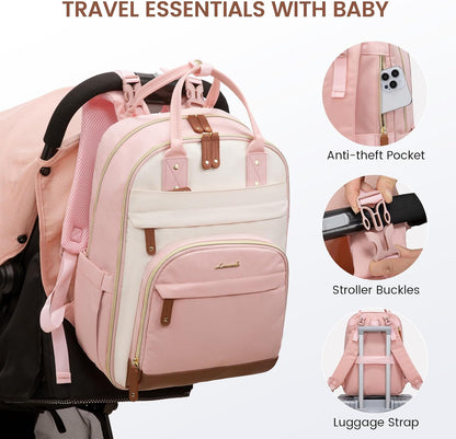 Diaper Bag Backpack with Changing Pad, Large Baby Bag, Beige-khaki