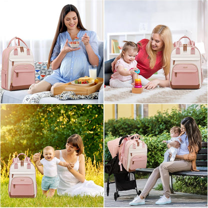 Diaper Bag Backpack with Changing Pad, Large Baby Bag, Beige-khaki