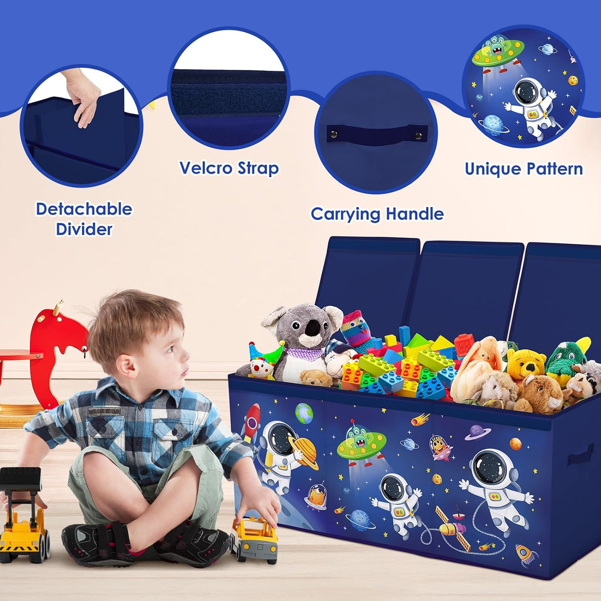 Toy Storage Box with Lids Extra Large Collapsible Toy Box Chest for Kids