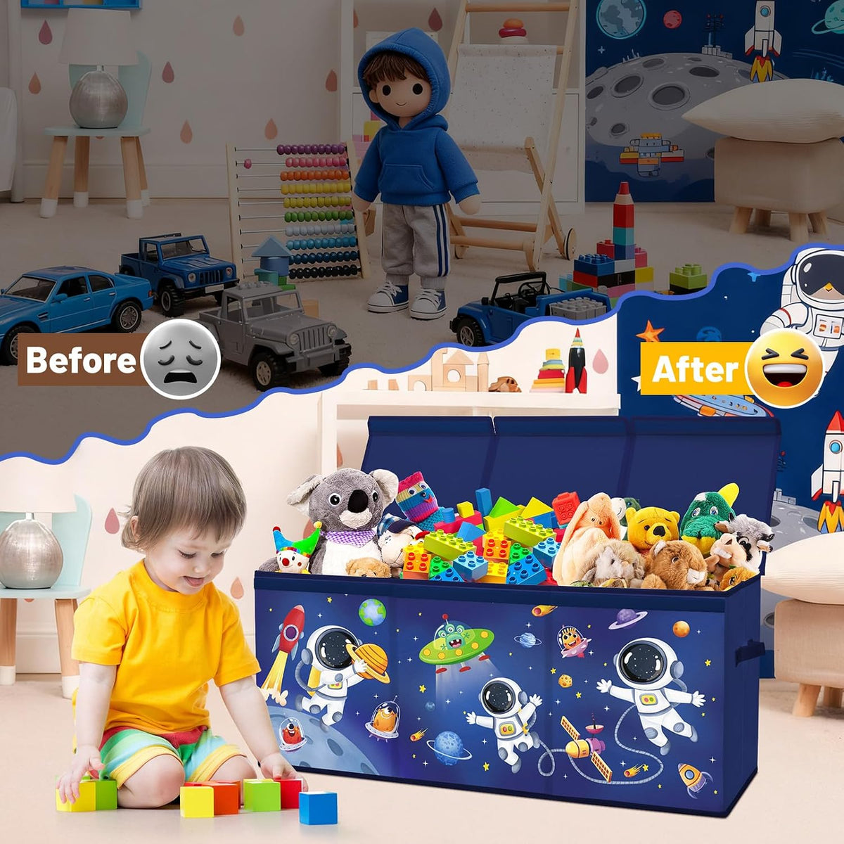 Toy Storage Box with Lids Extra Large Collapsible Toy Box Chest for Kids