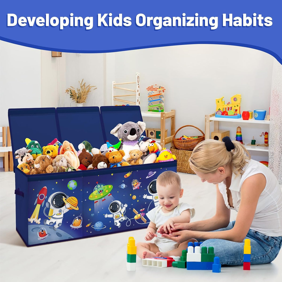 Toy Storage Box with Lids Extra Large Collapsible Toy Box Chest for Kids