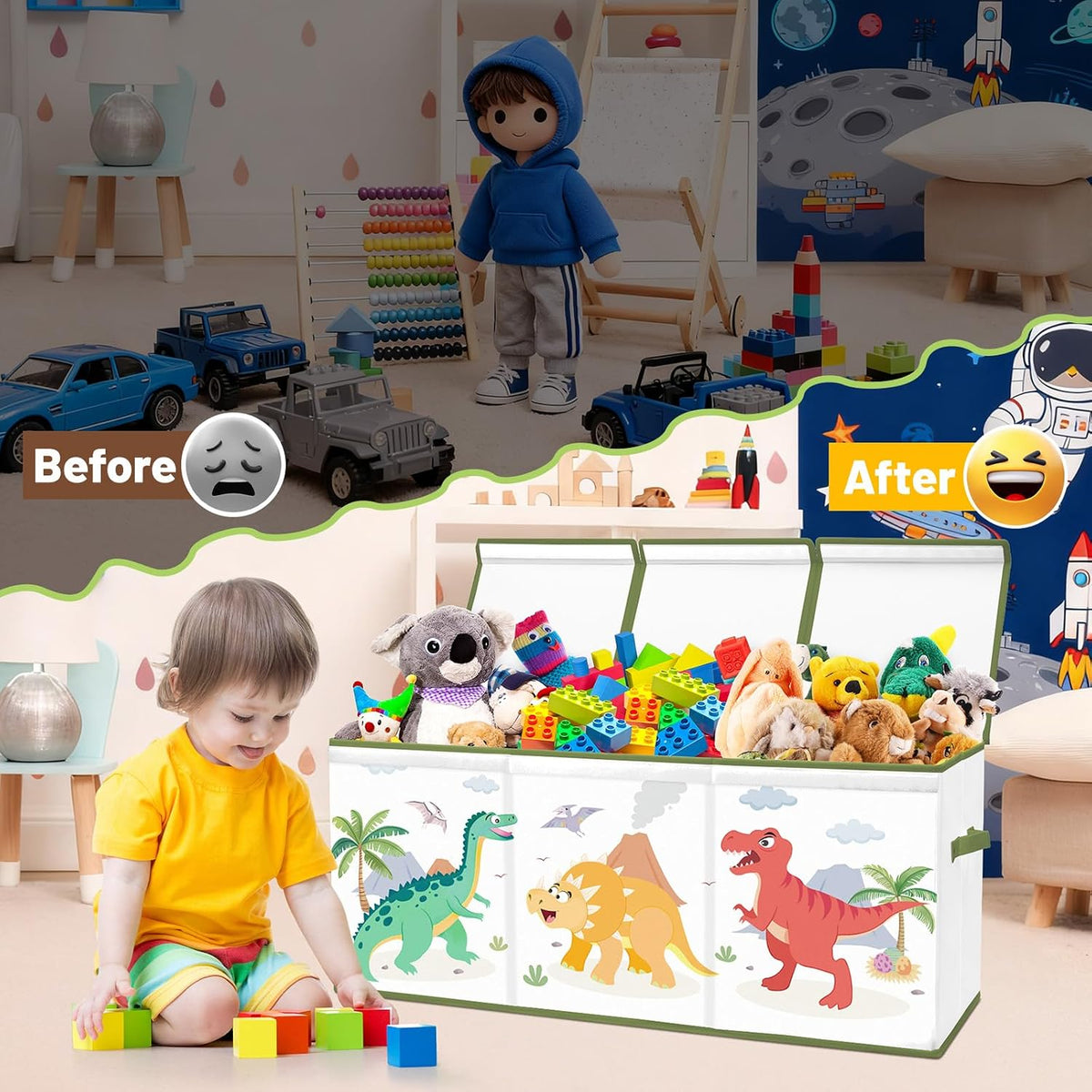 Toy Storage Box with Lids Extra Large Collapsible Toy Box Chest for Kids