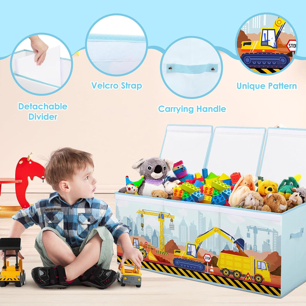 Toy Storage Box with Lids Extra Large Collapsible Toy Box Chest for Kids