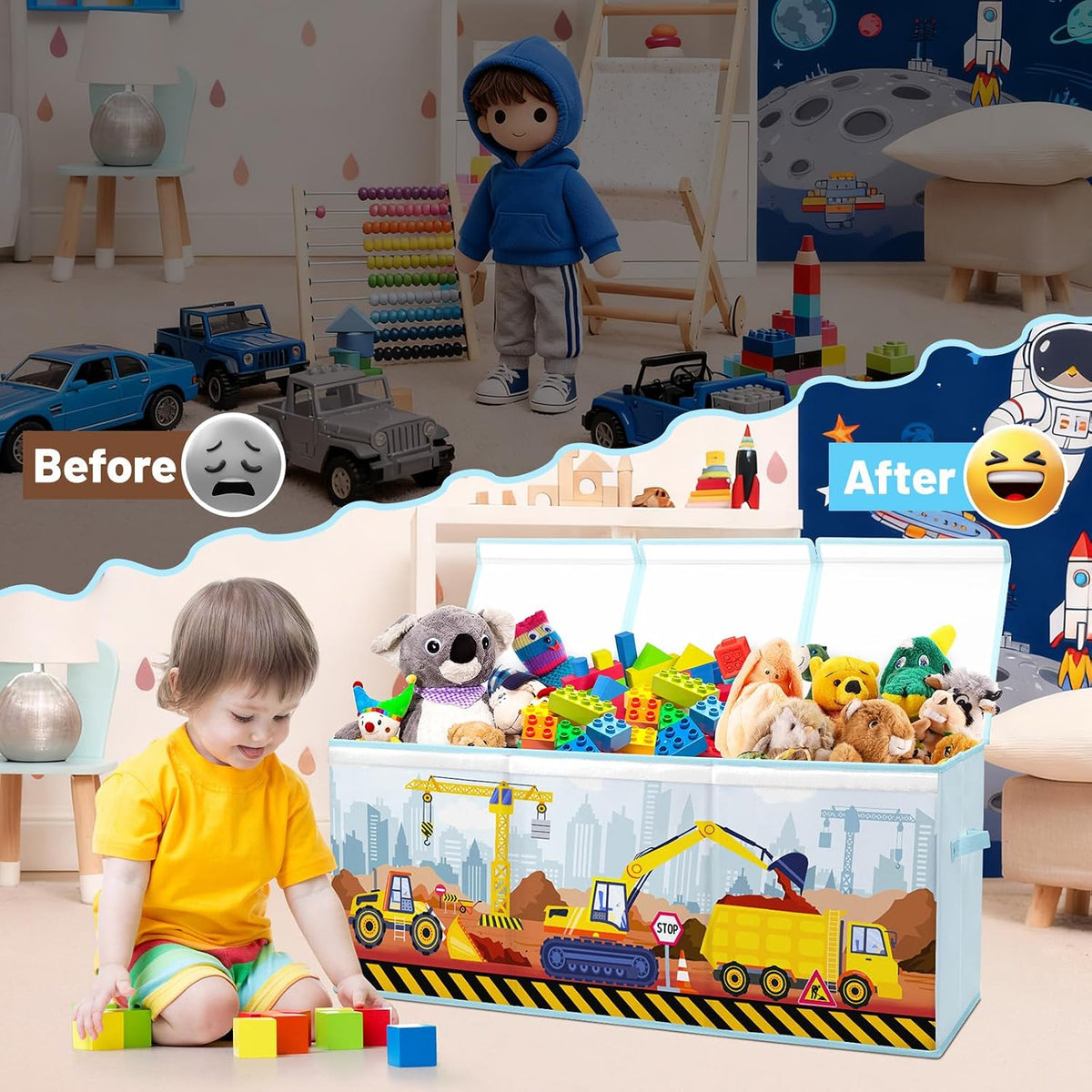 Toy Storage Box with Lids Extra Large Collapsible Toy Box Chest for Kids