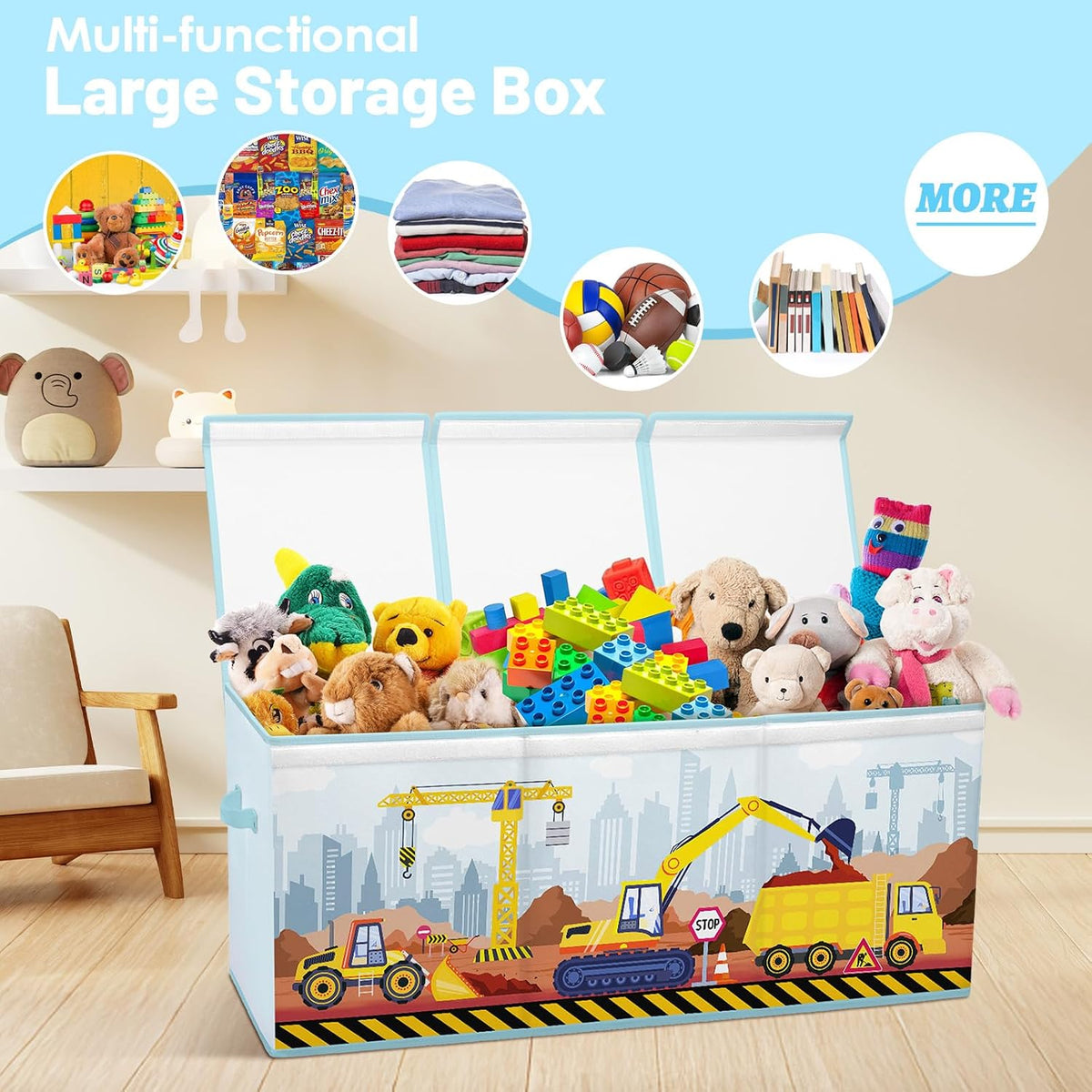 Toy Storage Box with Lids Extra Large Collapsible Toy Box Chest for Kids