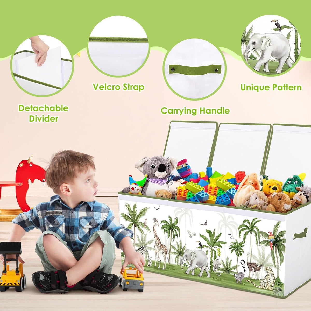 Toy Storage Box with Lids Extra Large Collapsible Toy Box Chest for Kids