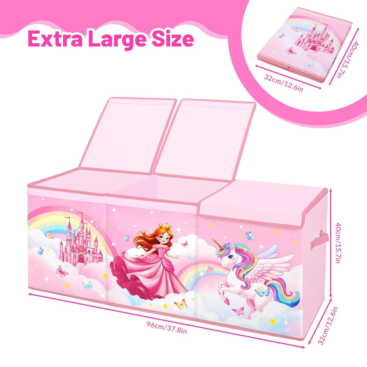Toy Storage Box with Lids Extra Large Collapsible Toy Box Chest for Kids