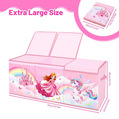 Toy Storage Box with Lids Extra Large Collapsible Toy Box Chest for Kids