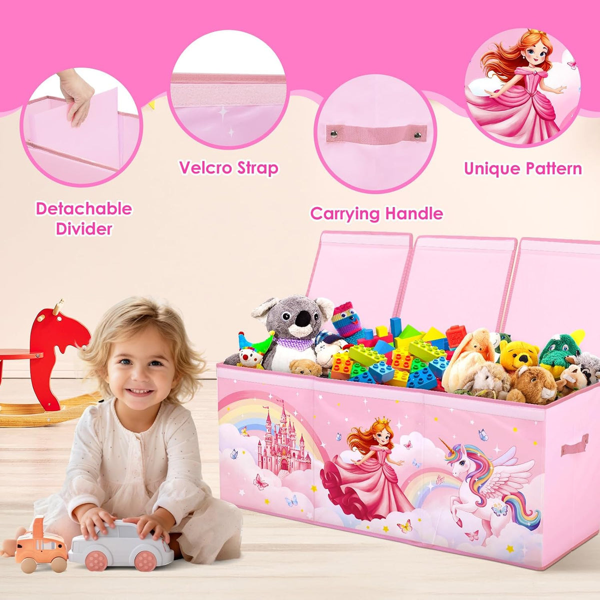 Toy Storage Box with Lids Extra Large Collapsible Toy Box Chest for Kids